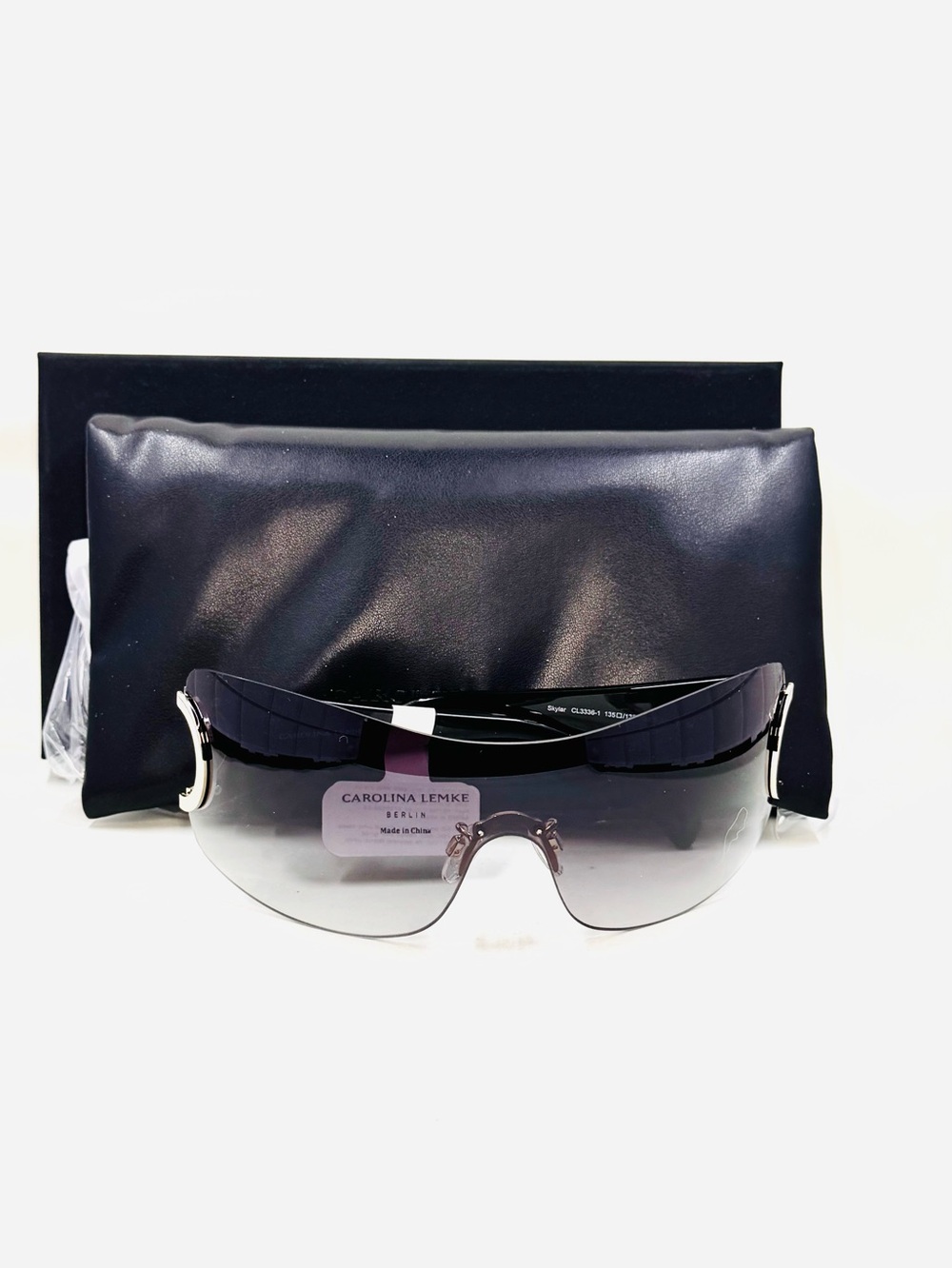 Carolina Lemke Berlin X Kim K Skylar 3336-1 Black & Gold Wrap Around Sunglasses